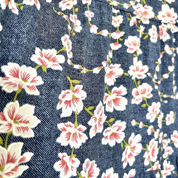 Emi & Joe Women's Medium Long Skirt Blue & Pink Floral Flare A-Line Dressy - Picture 6 of 11